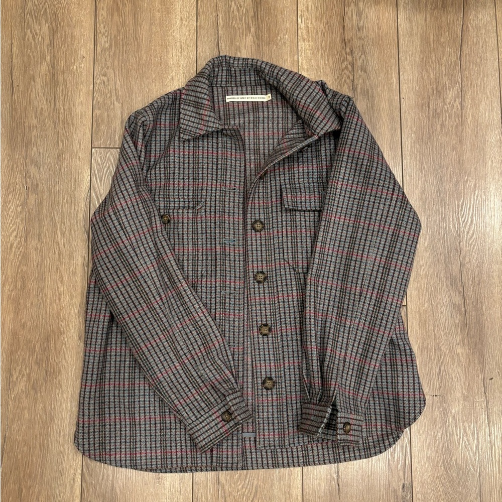 SHADES OF GREY BY MICAH COHEN Utility Jacket Gray and Red